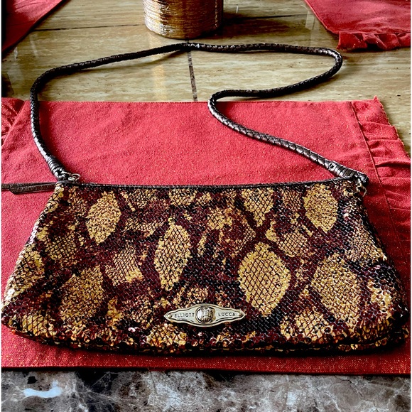 Elliott Lucca Sequined Snake Pattern Crossbody EUC - Picture 1 of 12